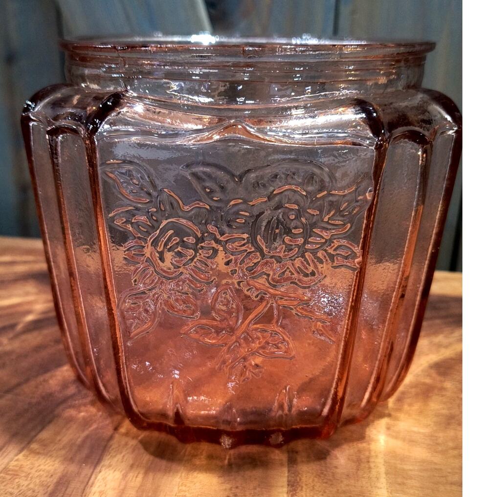 543. Pink Depression Glass Biscuit Jar